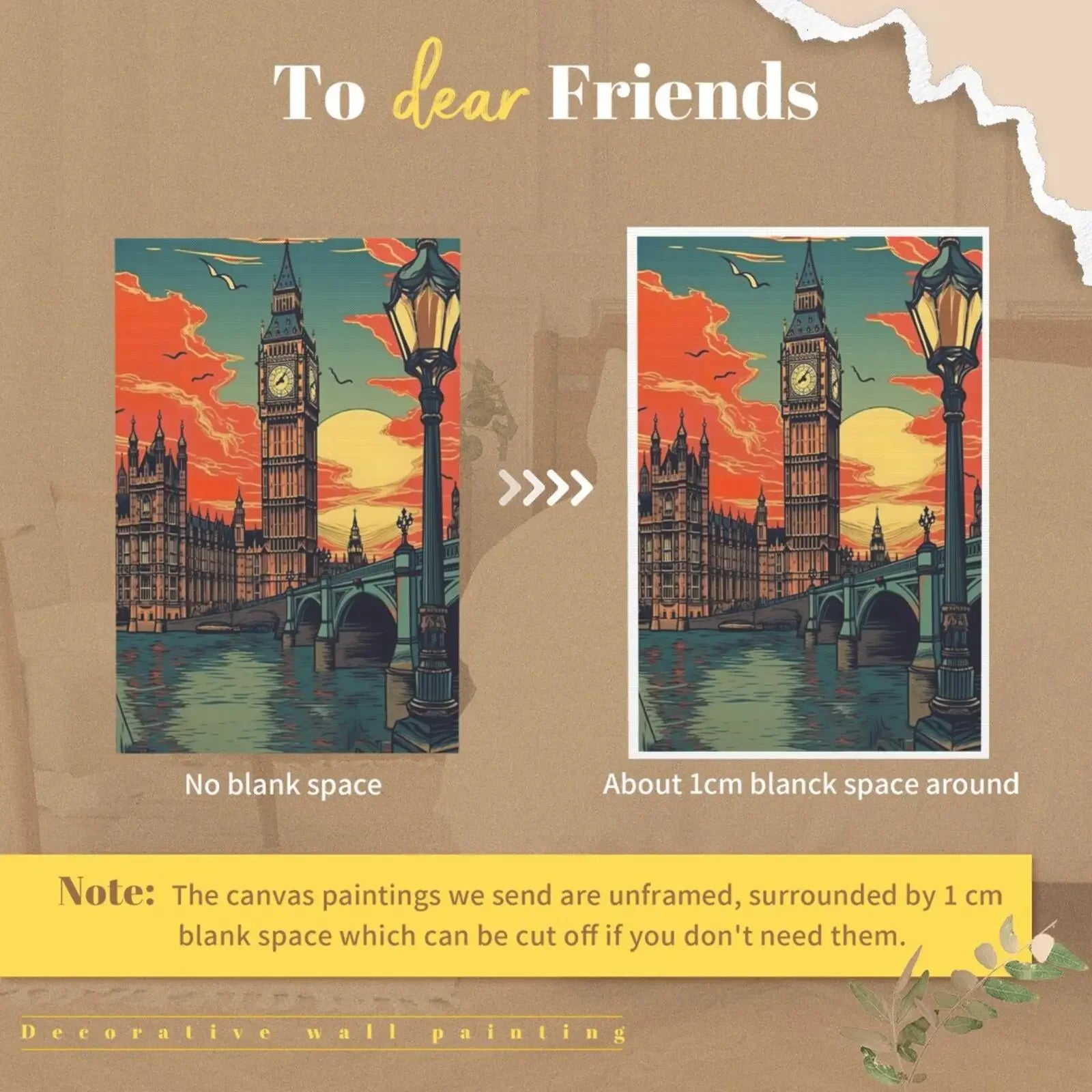 Canvas Art Unframed Vintage Travel Britain Wall Poster Chic Home Decoration for Living Room Bedroom & Perfect Present