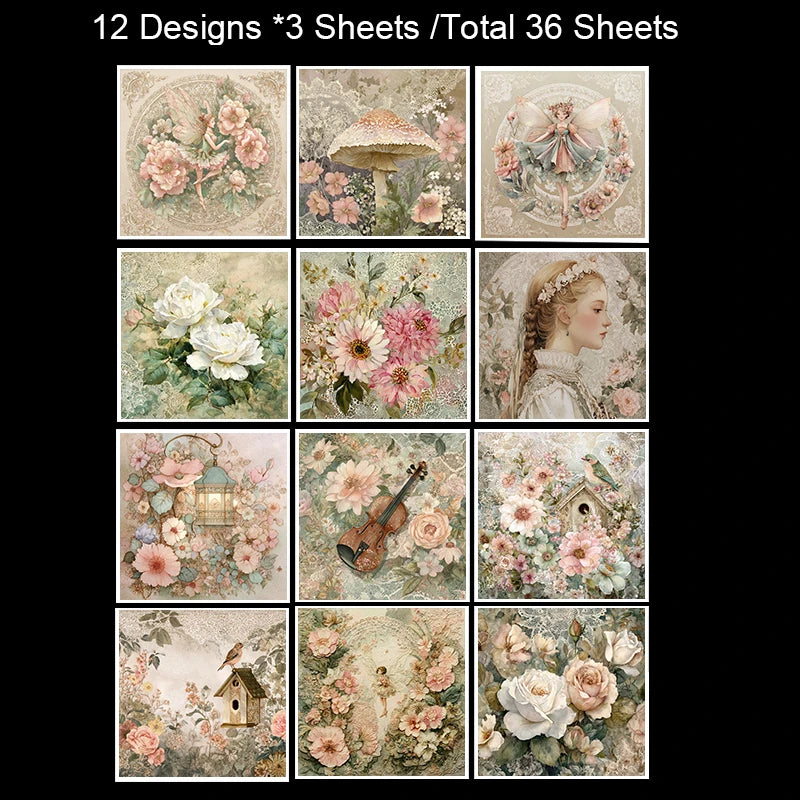 Scrapbook Paper Pack (36 Sheets, 6"x6"): Vintage Patterns for Scrapbooking, Origami, Junk Journal & Card Making .