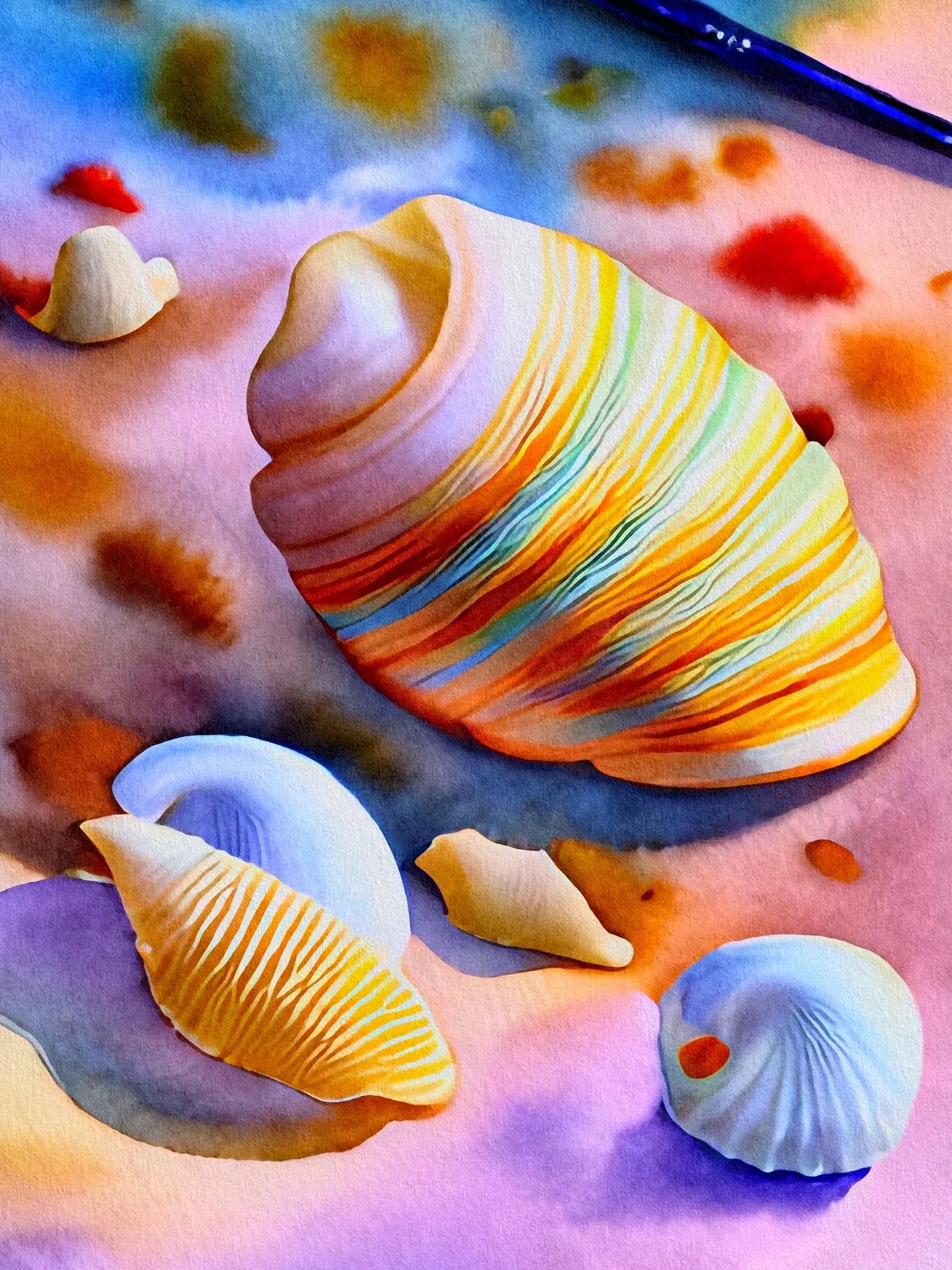 Seashell & Beach Unframed Canvas Art Print Wall Poster Home Decor for Living Room Bedroom & Fine Present