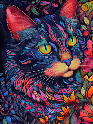 Floral Cats Unframed Canvas Print Poster Wall Art For Living Room Bedroom Home Decor And Gifts