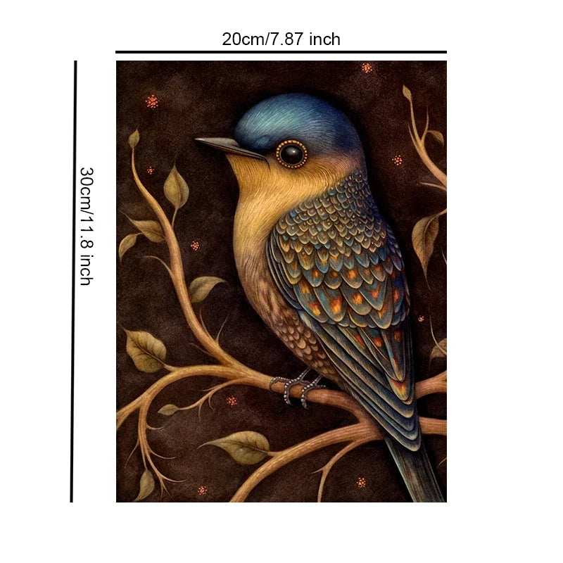 Dark Garden Birds Retro Style Unframed Canvas Print Wall Art Poster For Home Living Room Bedroom Decor Gifts