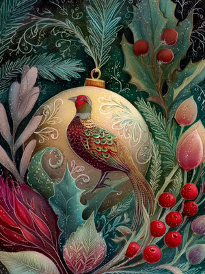 Animals in Christmas Baubles Canvas Unframed Wall Art Print Poster For Living Room Bedroom Home Decor Nice Gifts