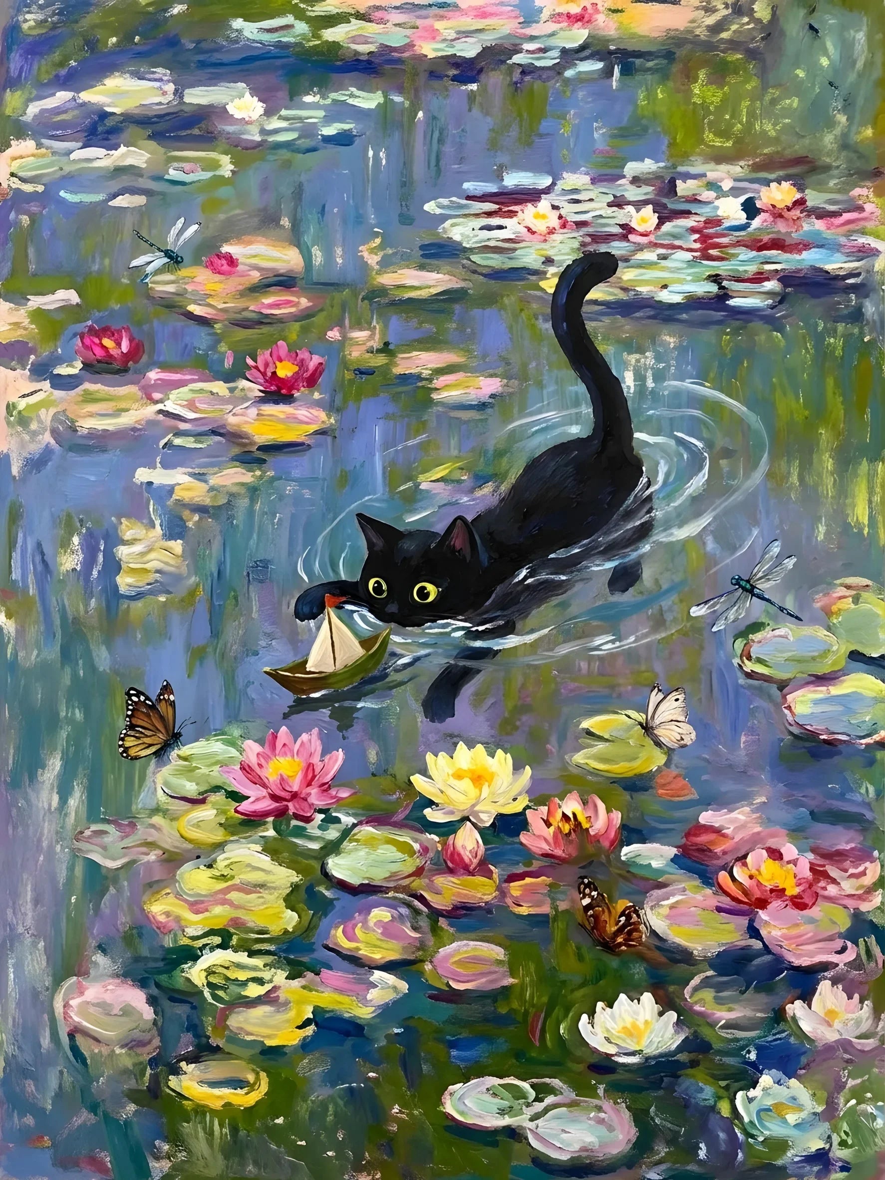 Serenity Feline Unframed Canvas Print Poster Art Wall Decoration for Living Room Bedroom & Special Present