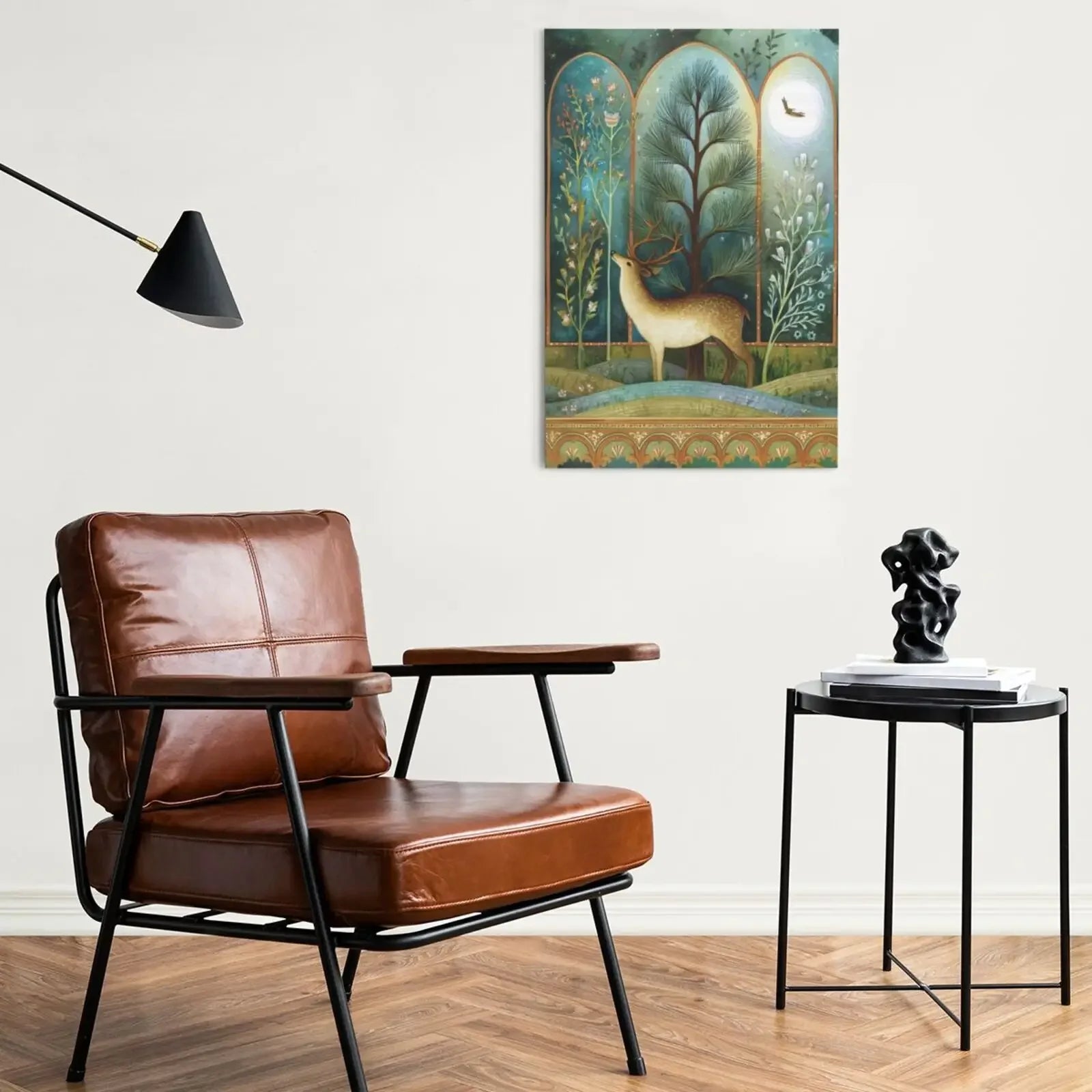 Home Decor Unframed Canvas Print Retro Divided Woodland Scenes Wall Art Poster For Living Room Bedroom Decoration Gift