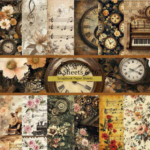 36 Sheets 6"x6" Scrapbook Paper Pack: Vintage Map & Flower Prints for Scrapbooking, Origami, Junk Journal & Card DIY .