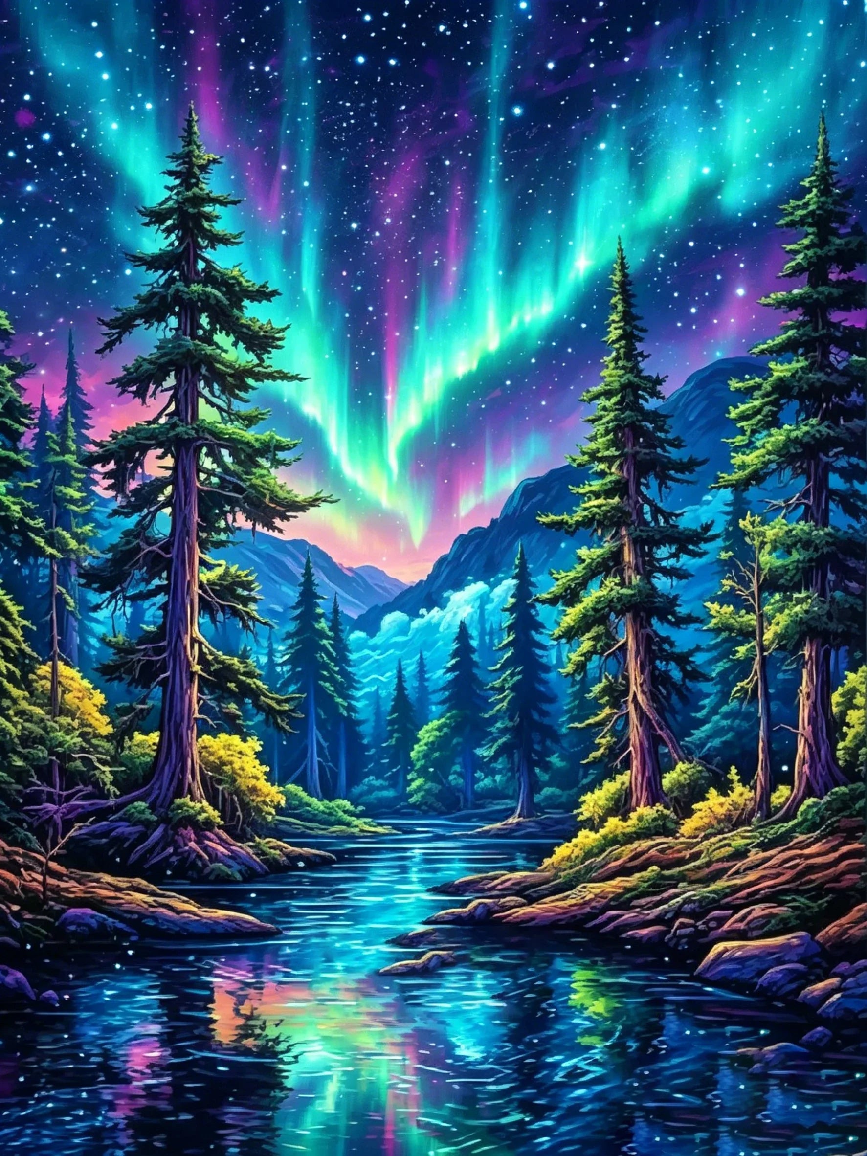 Aurora Landscape Art Poster Unframed Canvas Print Wall Decor For Living Room Bedroom Home Decoration