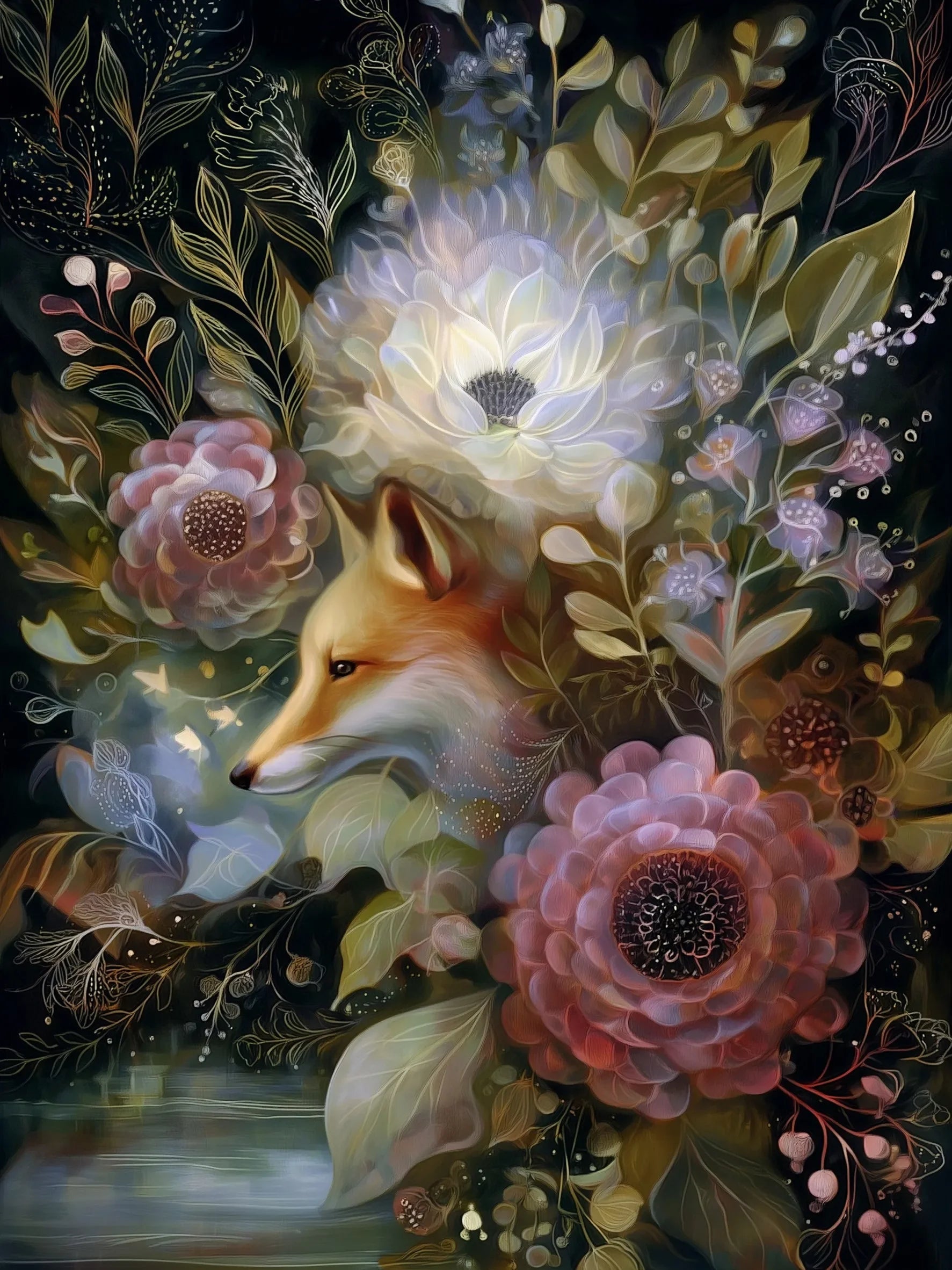Flowers & Animals Print Unframed Canvas Art Poster Modern Wall Decor for Bedroom Living Room & Wonderful Gift Choice