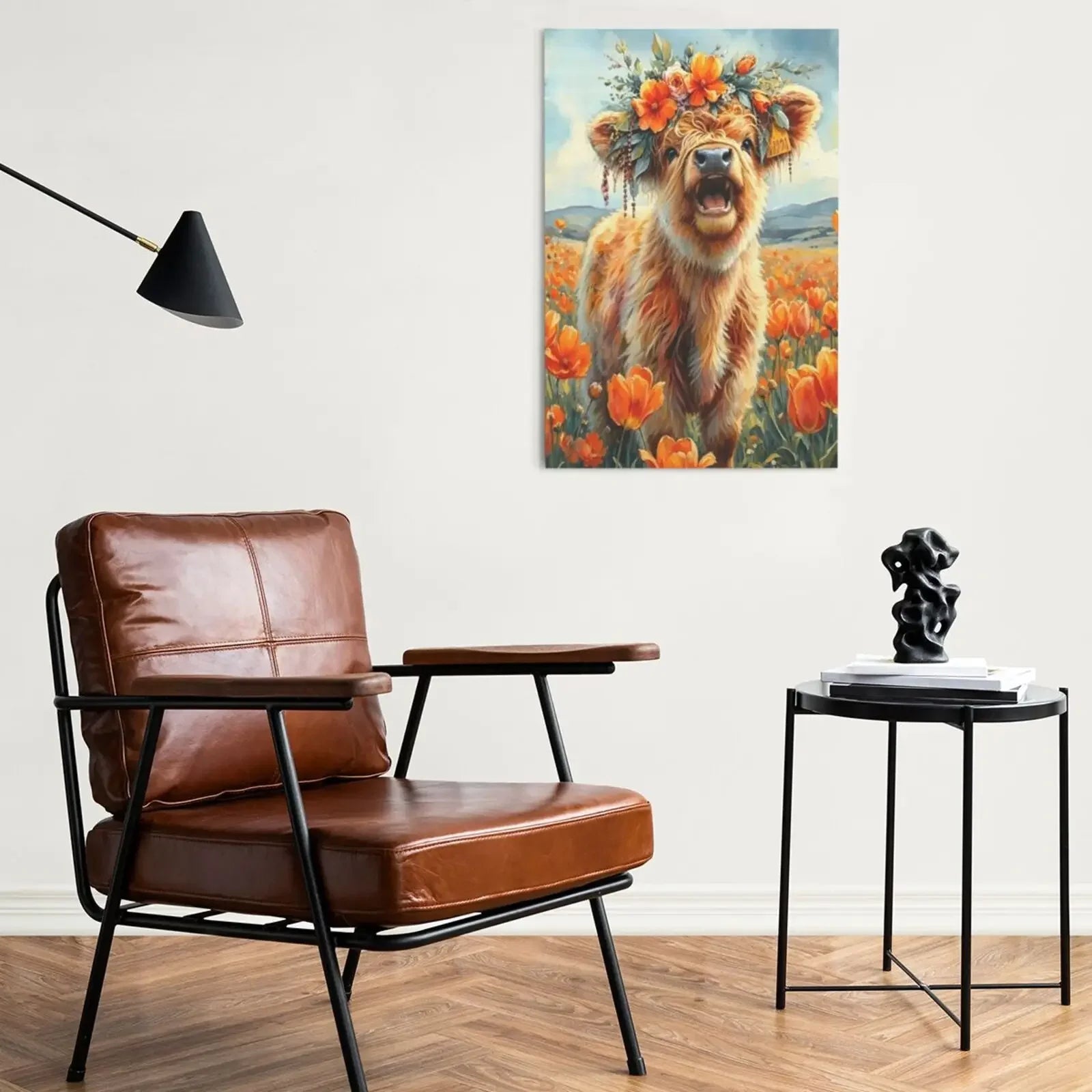 Cute Mountain Cattle Unframed Canvas Wall Art Poster Print For Home Living Room Bedroom Decor Gift