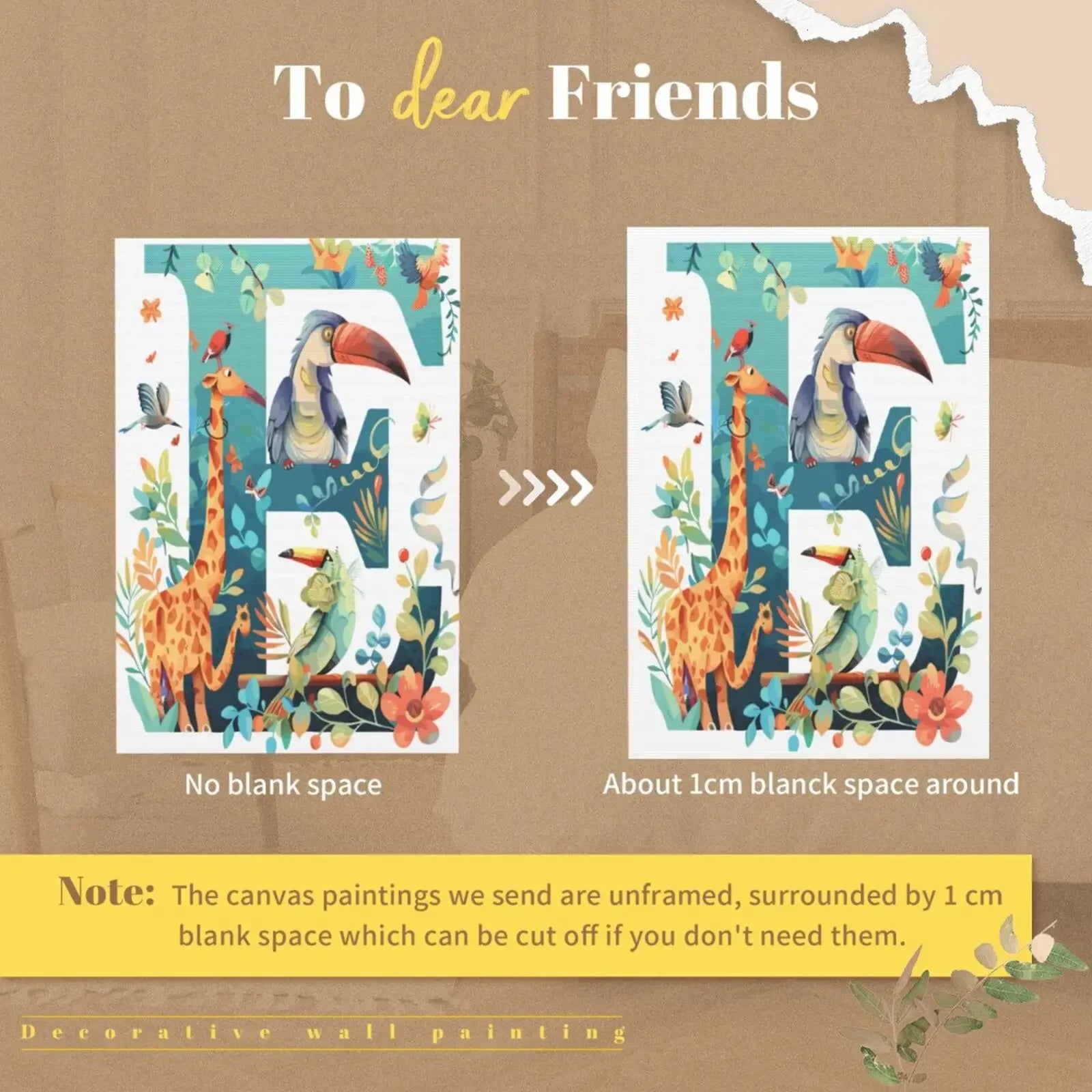 Wall Art Canvas Unframed Print Cute Animal Alphabet Poster For Home Living Room Bedroom Decoration Gifts