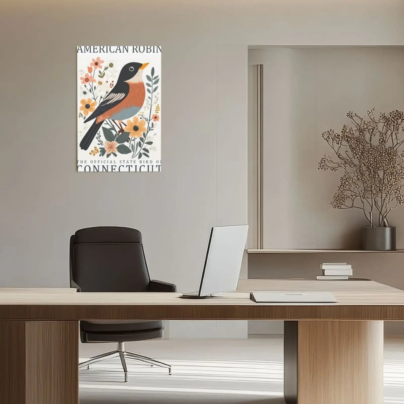 US State Birds Unframed Canvas Wall Art Poster Cozy Home Decor for Bedroom Living Room & Thoughtful Gift