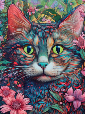 Floral Cats Unframed Canvas Print Poster Wall Art For Living Room Bedroom Home Decor And Gifts