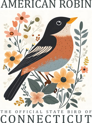 US State Birds Unframed Canvas Wall Art Poster Cozy Home Decor for Bedroom Living Room & Thoughtful Gift