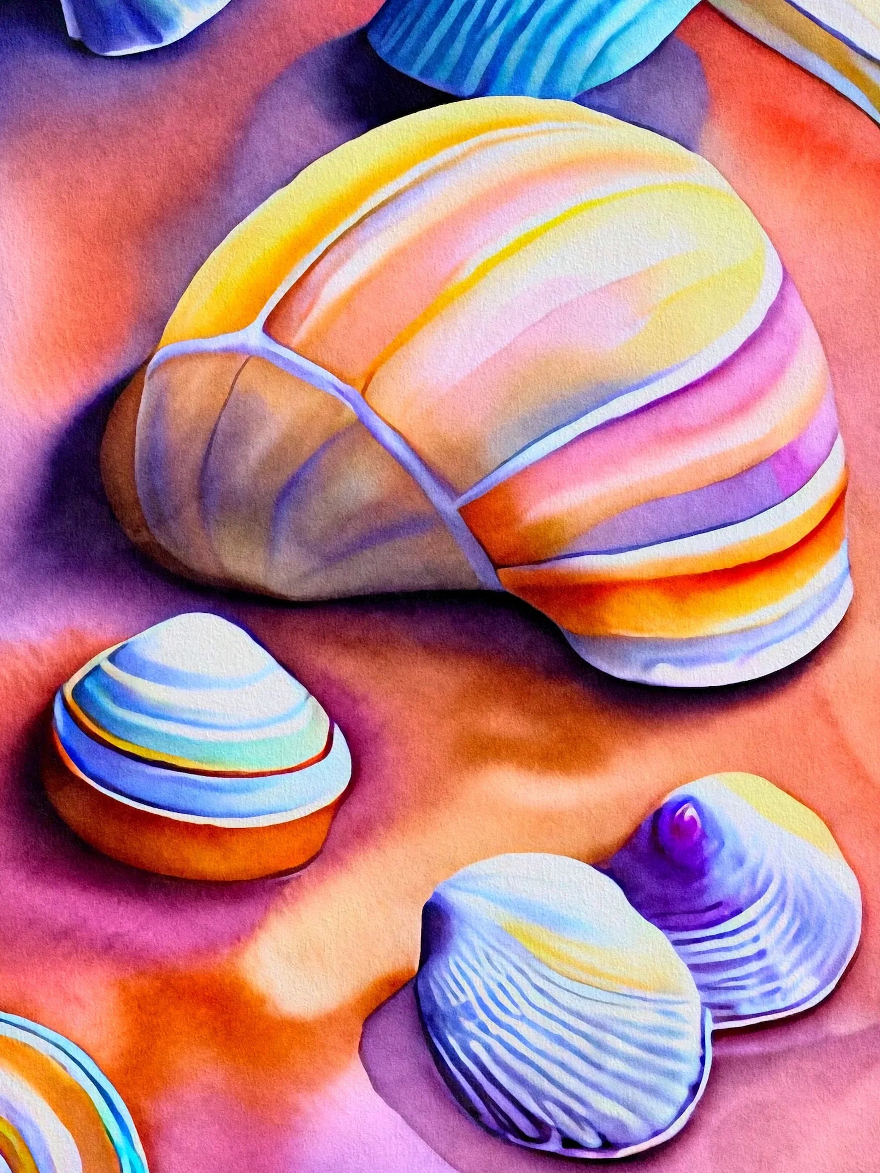 Seashell & Beach Unframed Canvas Art Print Wall Poster Home Decor for Living Room Bedroom & Fine Present