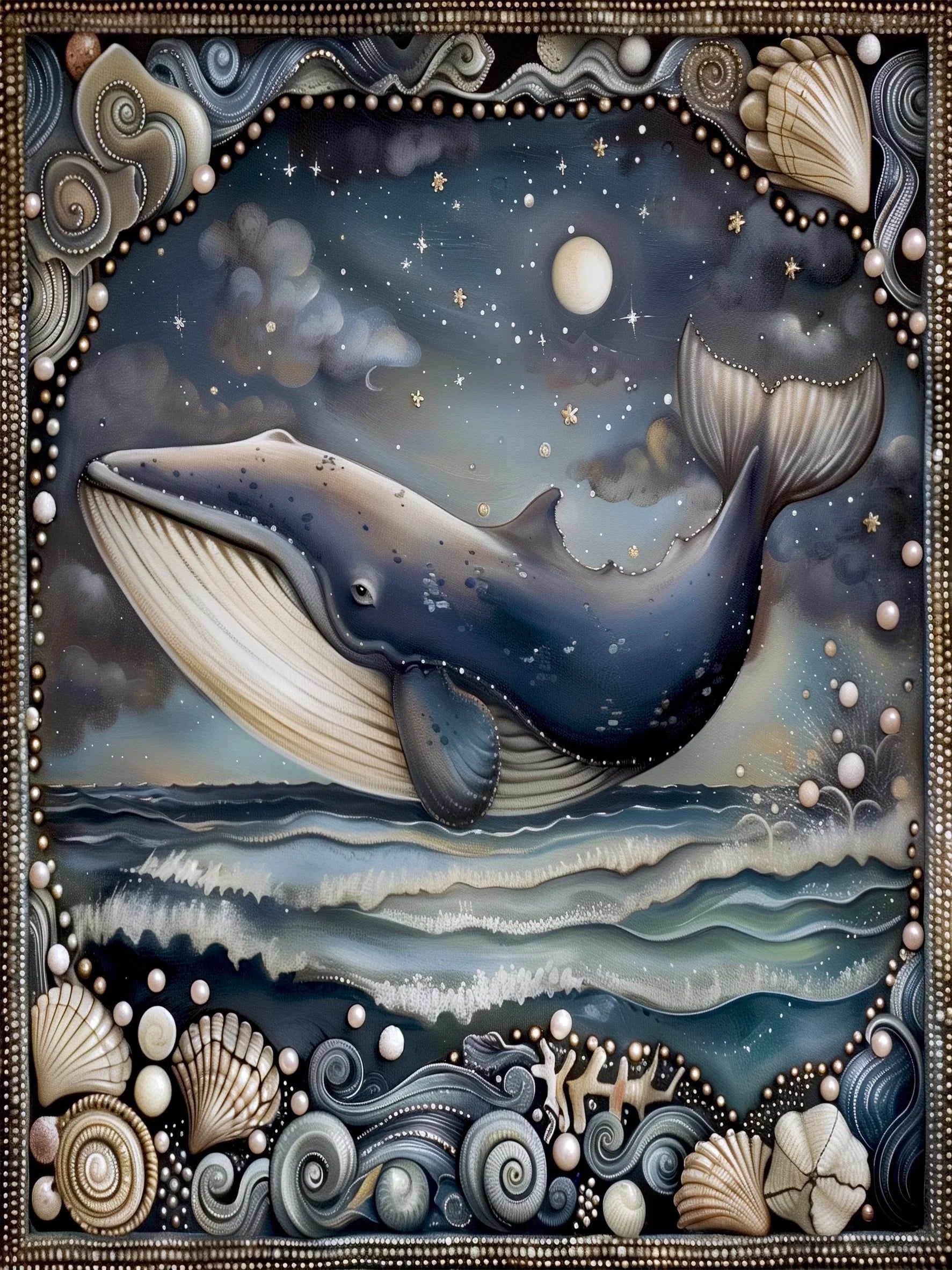 Unframed Canvas Magic Ocean Whales Print Art Poster Modern Wall Decor for Living Room Bedroom Home Decoration & Ideal Gift