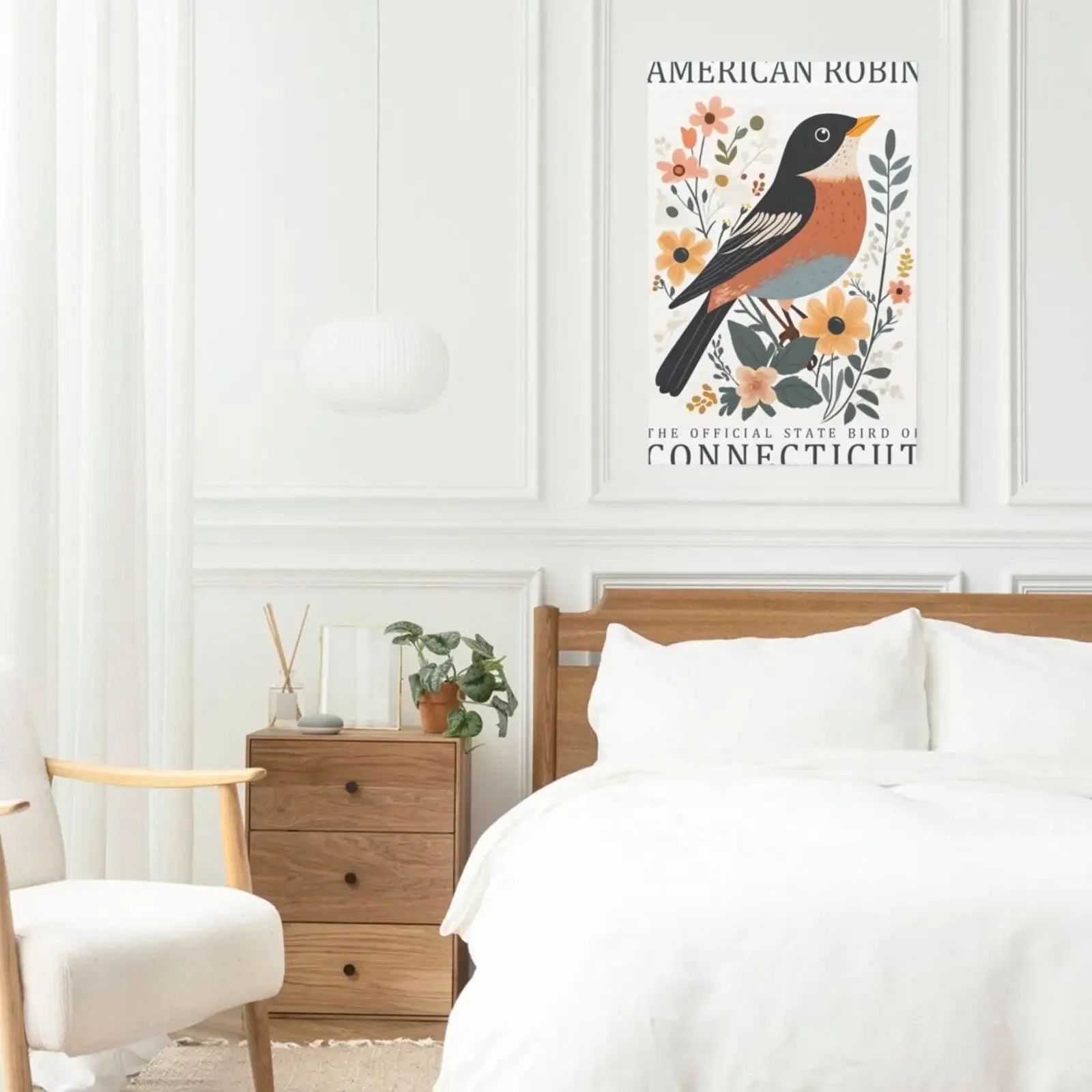 US State Birds Unframed Canvas Wall Art Poster Cozy Home Decor for Bedroom Living Room & Thoughtful Gift