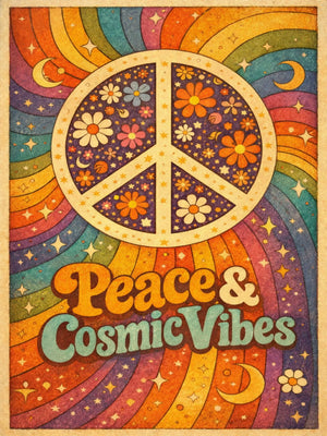 Groovy 70s Hippie Art Unframed Canvas Print Poster Wall Decor for Home Bedroom Living Room & Wonderful Present