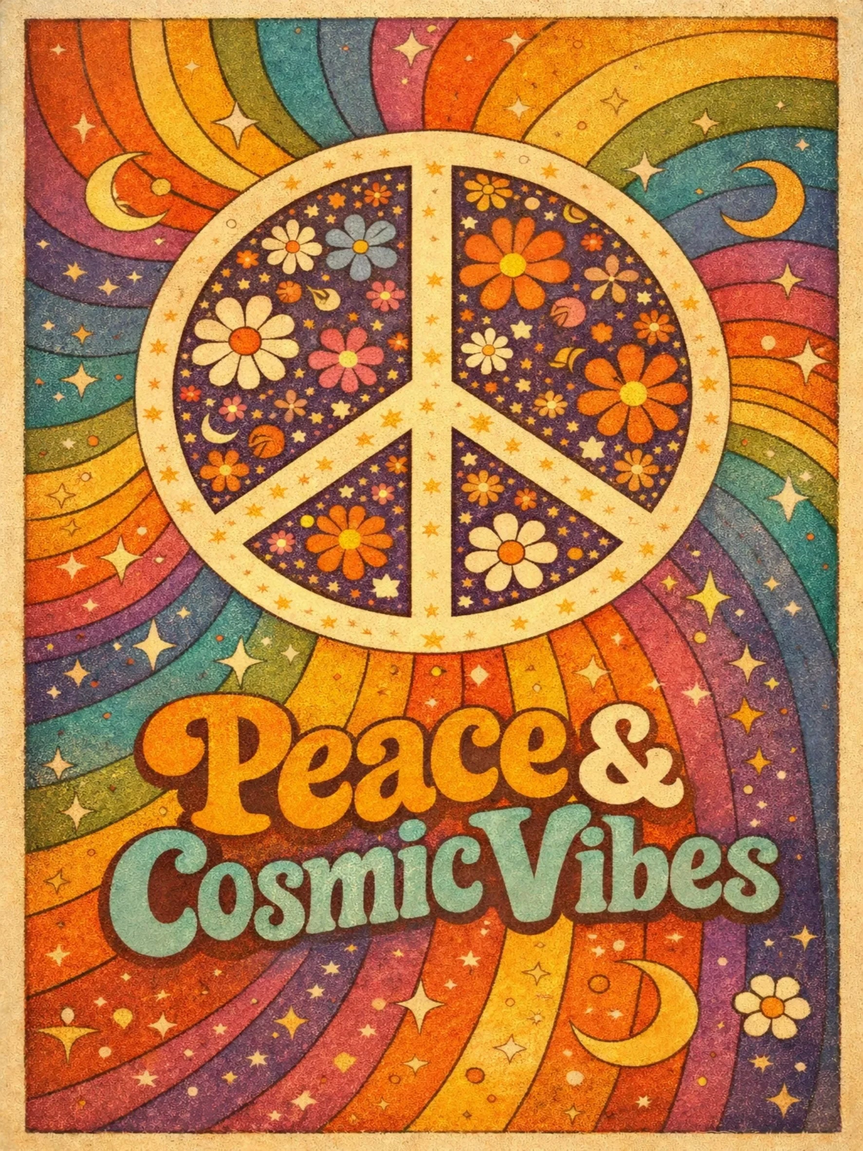 Groovy 70s Hippie Art Unframed Canvas Print Poster Wall Decor for Home Bedroom Living Room & Wonderful Present