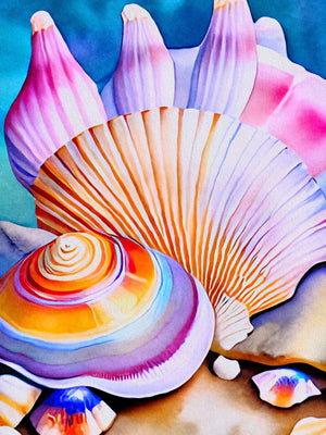 Seashell & Beach Unframed Canvas Art Print Wall Poster Home Decor for Living Room Bedroom & Fine Present
