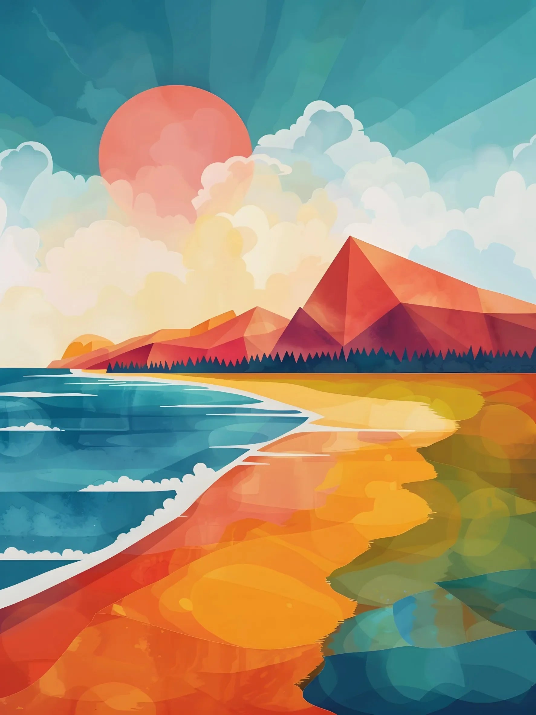 Wall Art Canvas Poster Print Unframed Abstract Watercolor Landscape For Home Living Room Bedroom Decor Gift Idea