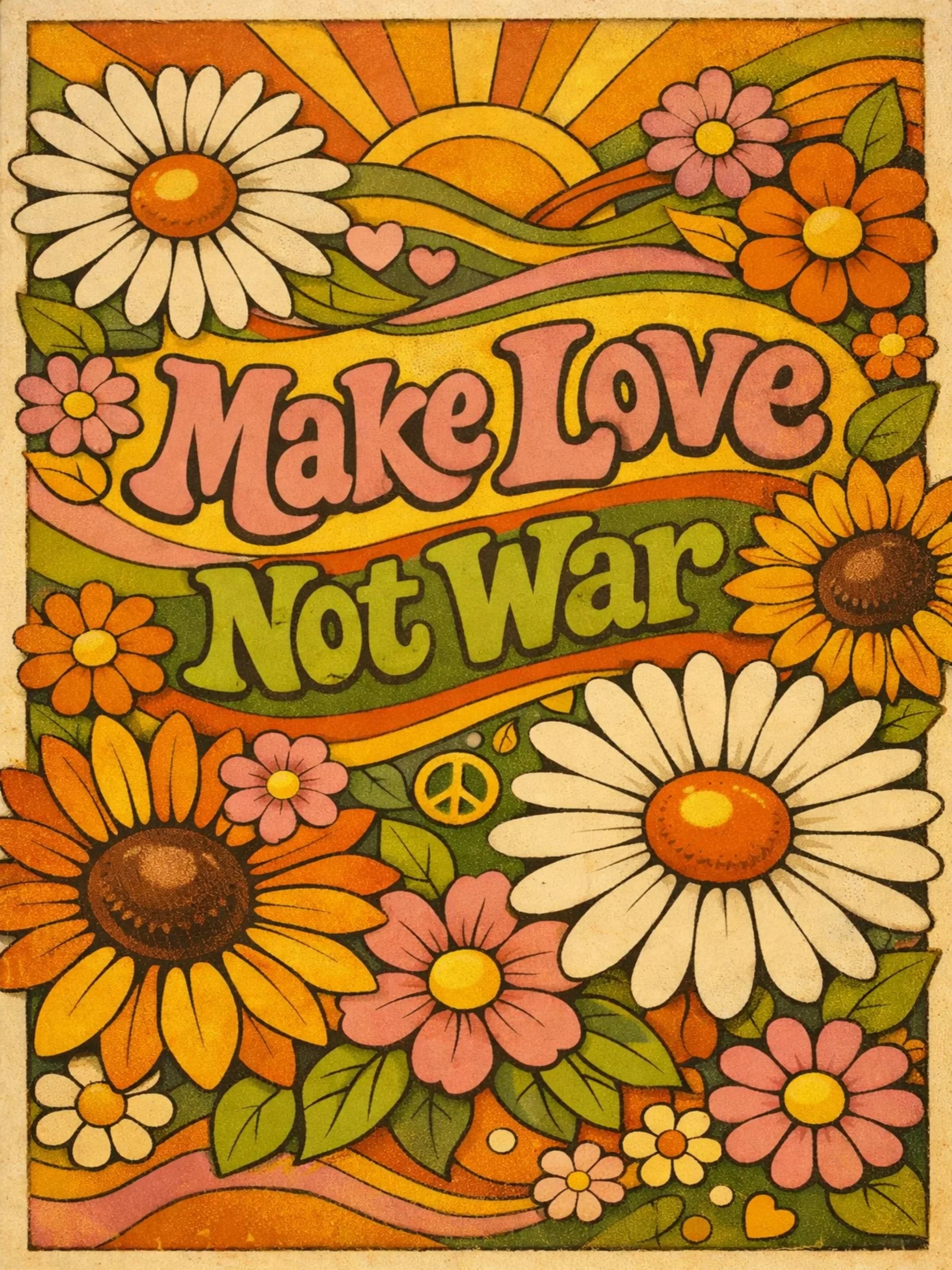 Groovy 70s Hippie Art Unframed Canvas Print Poster Wall Decor for Home Bedroom Living Room & Wonderful Present