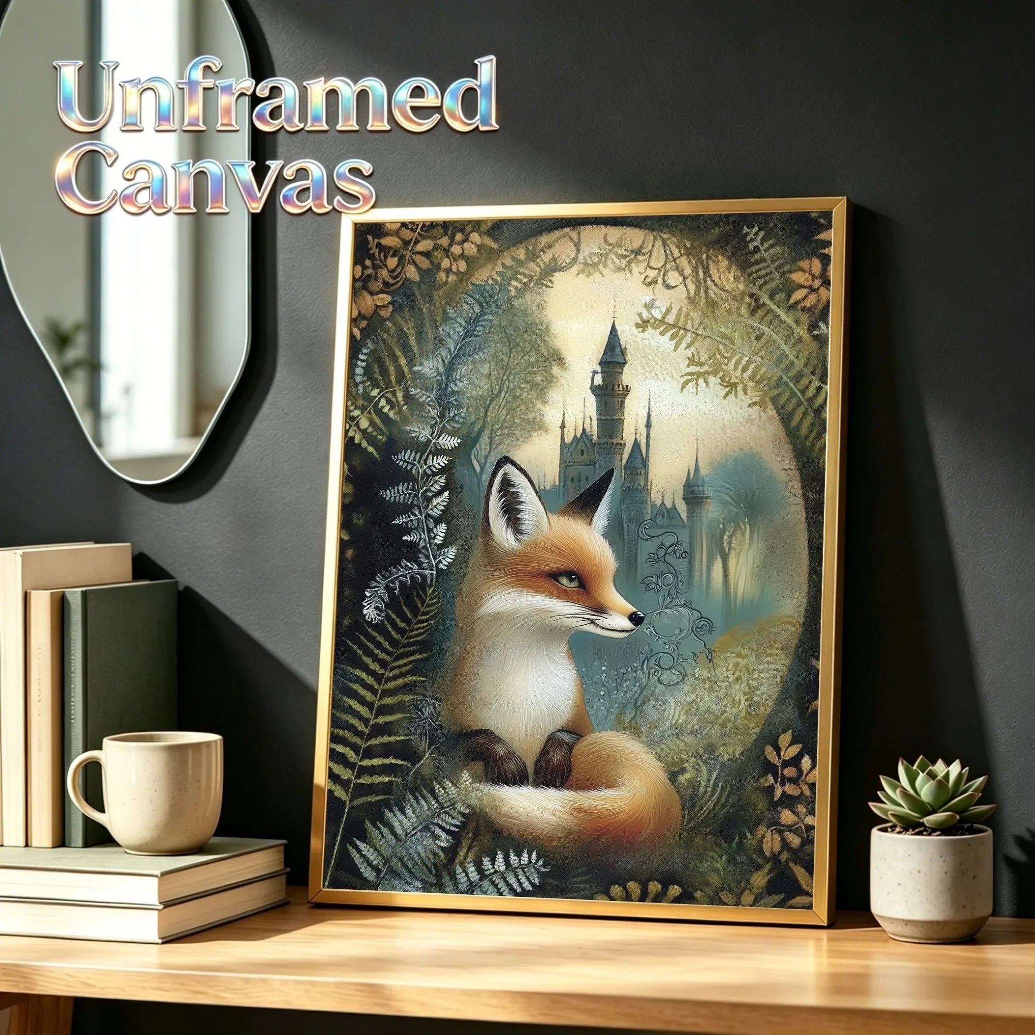 Fox & Fern Unframed Canvas Art Print Poster Warm Wall Decor for Living Room Bedroom & Beautiful Present