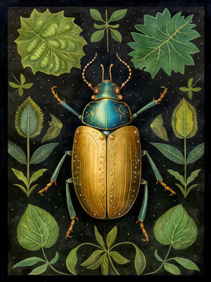 Botanical Beetles Retro Landscape Unframed Canvas Wall Art Poster Print For Home Living Room Bedroom Decor