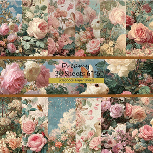 36 Sheets 6"x6" Scrapbook Paper Pack: Vintage Map & Flower Prints for Scrapbooking, Origami, Junk Journal & Card DIY .