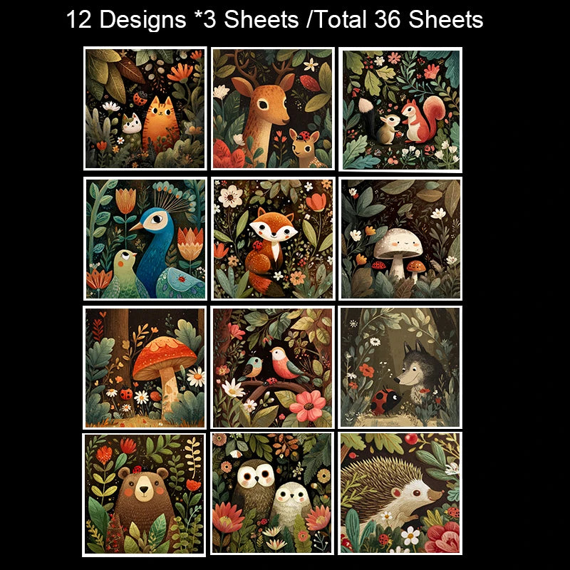 6x6 Inches Scrapbook Paper Set (36 Sheets): Vintage Craft Designs, Decorative Background for Junk Journal, Planner, Cards.