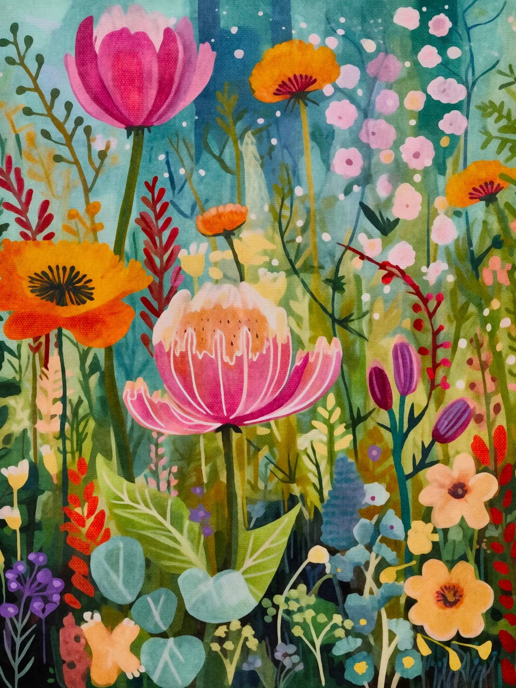 Unframed Canvas Whimsical Gardens Art Print Poster Fashion Wall Decor for Living Room Bedroom Home Decoration & Gift Choice