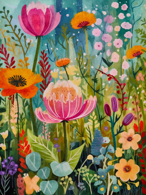 Unframed Canvas Whimsical Gardens Art Print Poster Fashion Wall Decor for Living Room Bedroom Home Decoration & Gift Choice