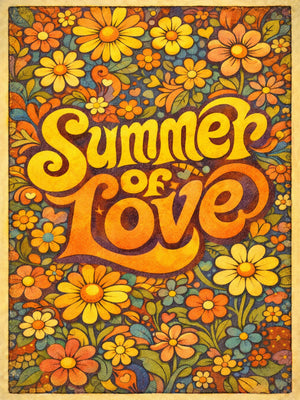 Groovy 70s Hippie Art Unframed Canvas Print Poster Wall Decor for Home Bedroom Living Room & Wonderful Present