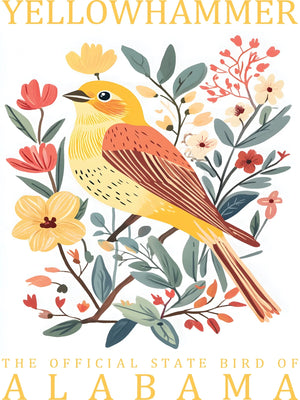US State Birds Unframed Canvas Wall Art Poster Cozy Home Decor for Bedroom Living Room & Thoughtful Gift