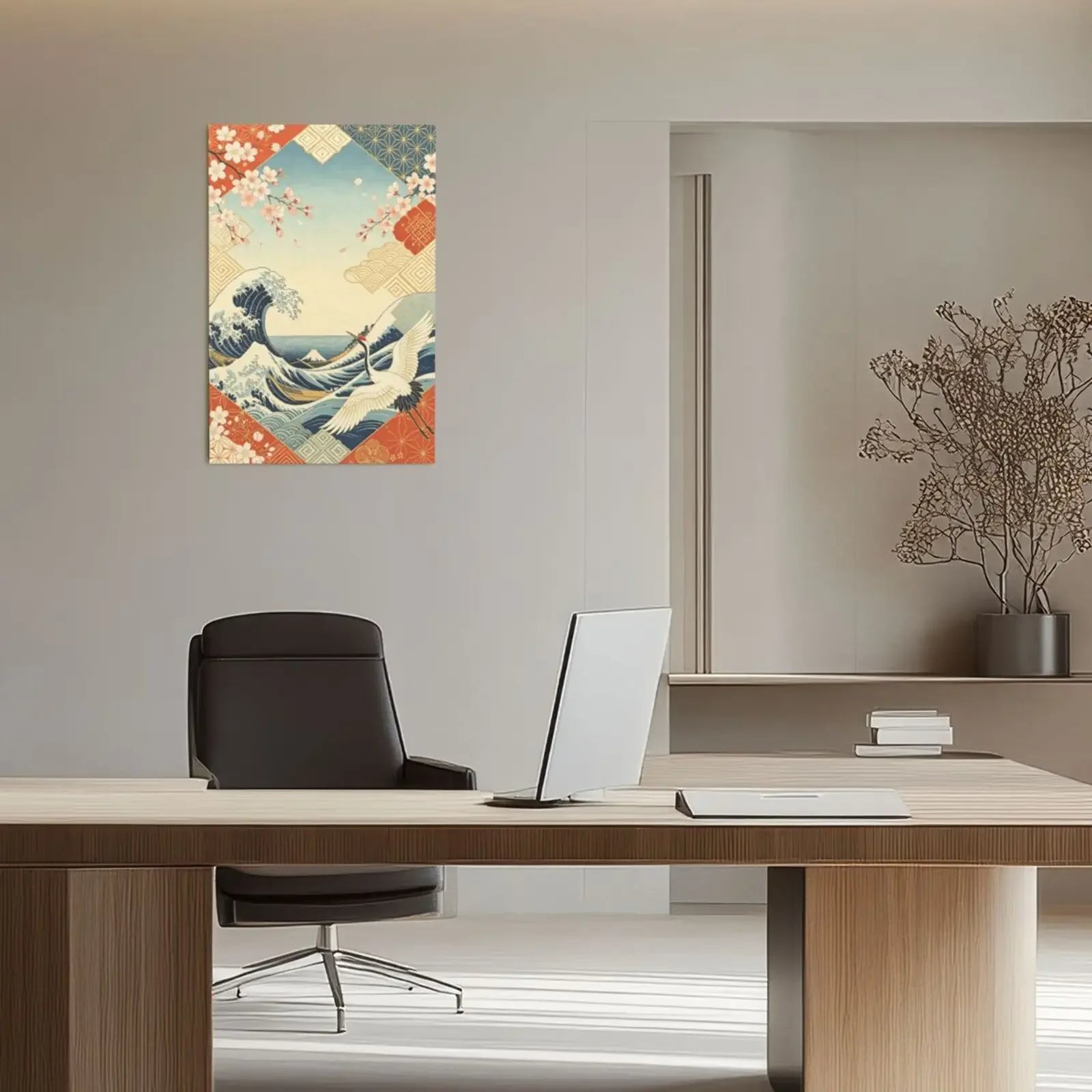 Japanese Retro Unframed Canvas Art Print Wall Poster Stylish Home Decor for Bedroom Living Room & Sweet Gift