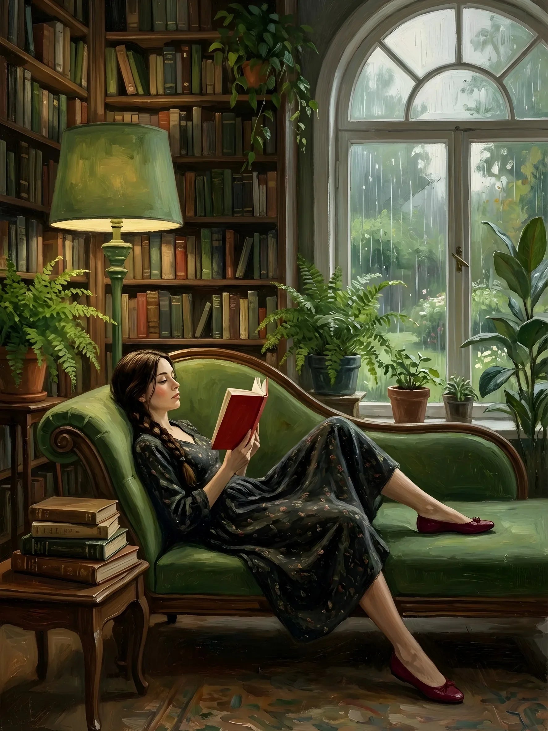 Vintage Reading Moment Scene Canvas Art Unframed Wall Poster Cozy Home Decoration for Bedroom Living Room & Perfect Gift
