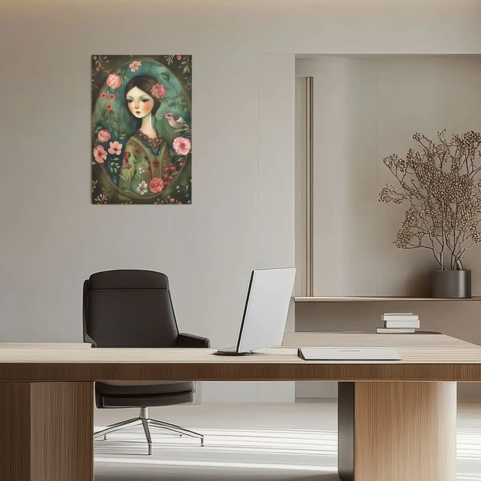 Unframed Canvas Floral Lady Art Print Poster Wall Art for Home Living Room Bedroom Decor & Perfect Present