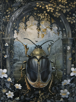 Gothic Beetle Wall Art Unframed Canvas Print Poster Fashion Home Decor for Bedroom Living Room & Special Present