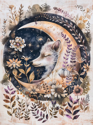 Moon Animals Unframed Canvas Art Poster Chic Wall Decor for Home Living Room Bedroom & Perfect Present