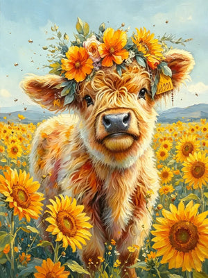 Cute Mountain Cattle Unframed Canvas Wall Art Poster Print For Home Living Room Bedroom Decor Gift