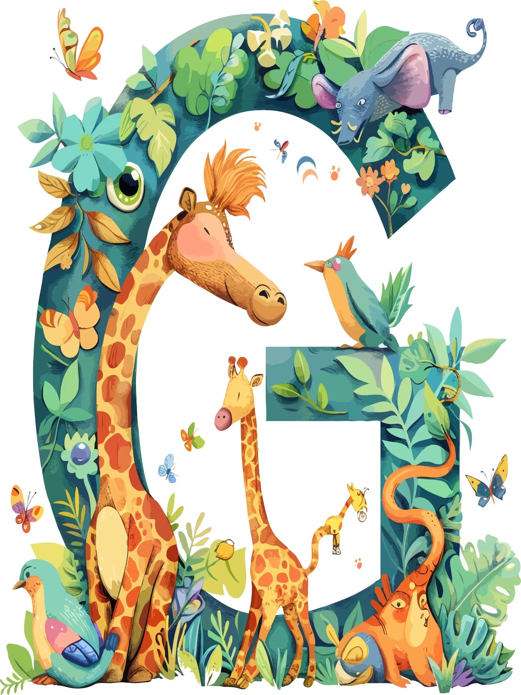 Wall Art Canvas Unframed Print Cute Animal Alphabet Poster For Home Living Room Bedroom Decoration Gifts