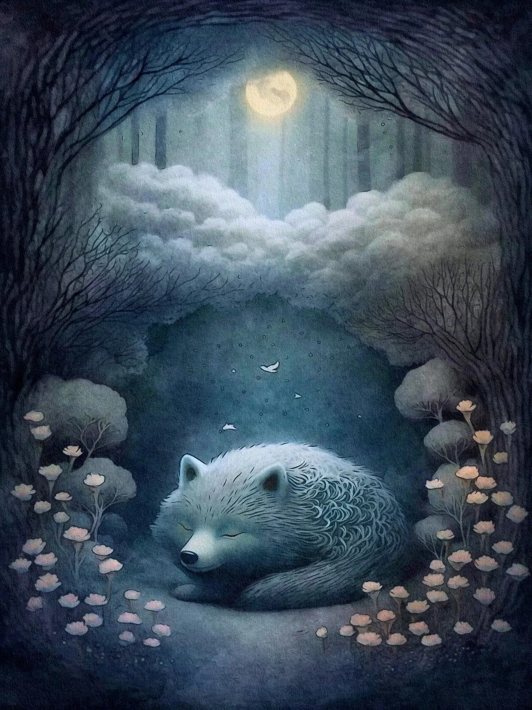 Mystical Forest Wall Art Unframed Canvas Print Poster Warm Home Decoration for Bedroom Living Room & Wonderful Present