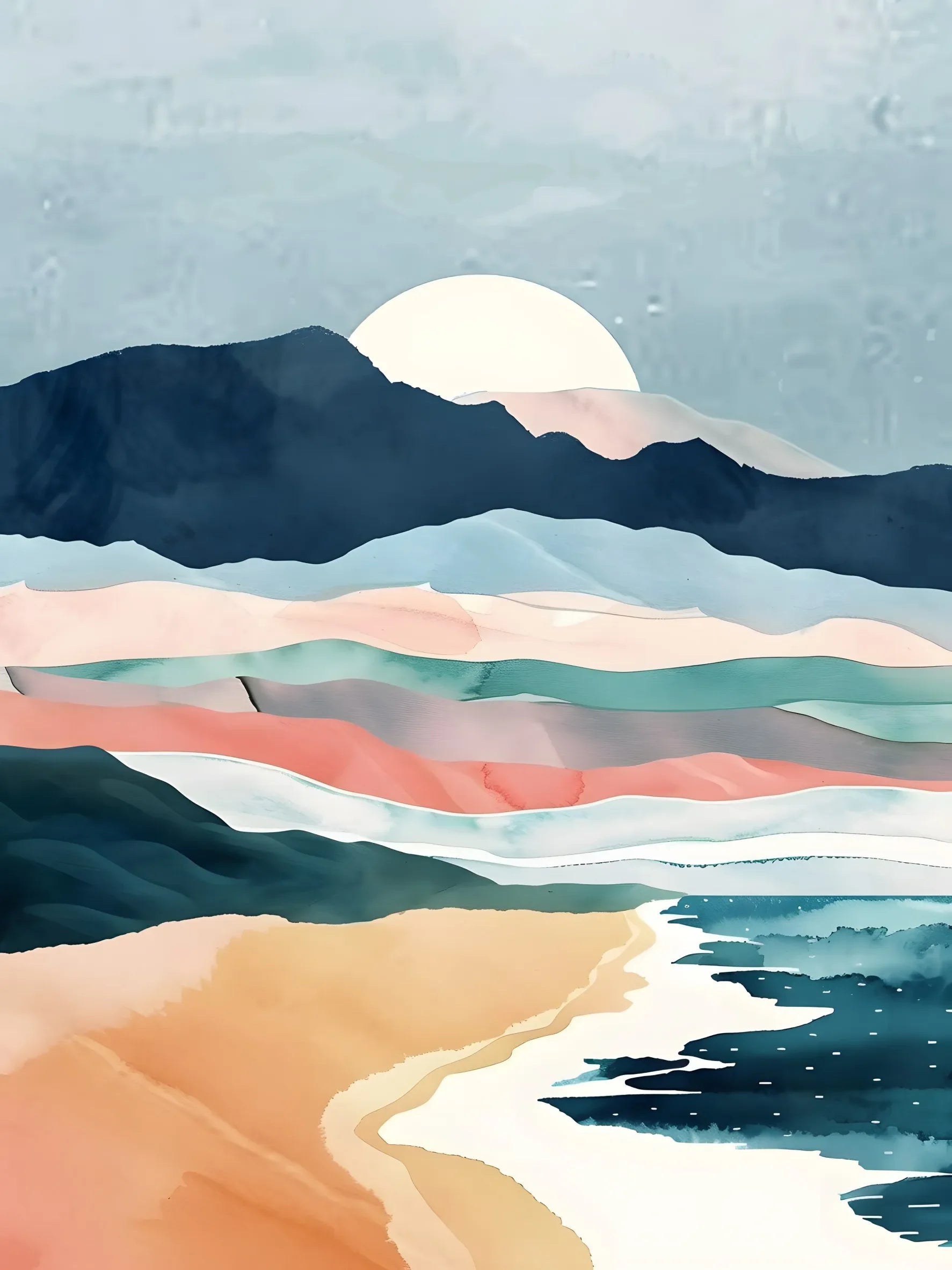 Wall Art Canvas Poster Print Unframed Abstract Watercolor Landscape For Home Living Room Bedroom Decor Gift Idea