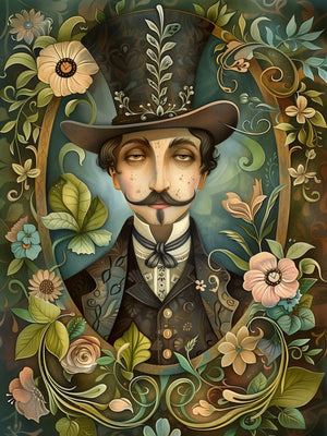 Unframed Canvas Wall Art Featuring Floral Gentlemen Print Poster For Home Living Room Bedroom Decor And Gift