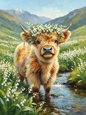 Cute Mountain Cattle Unframed Canvas Wall Art Poster Print For Home Living Room Bedroom Decor Gift