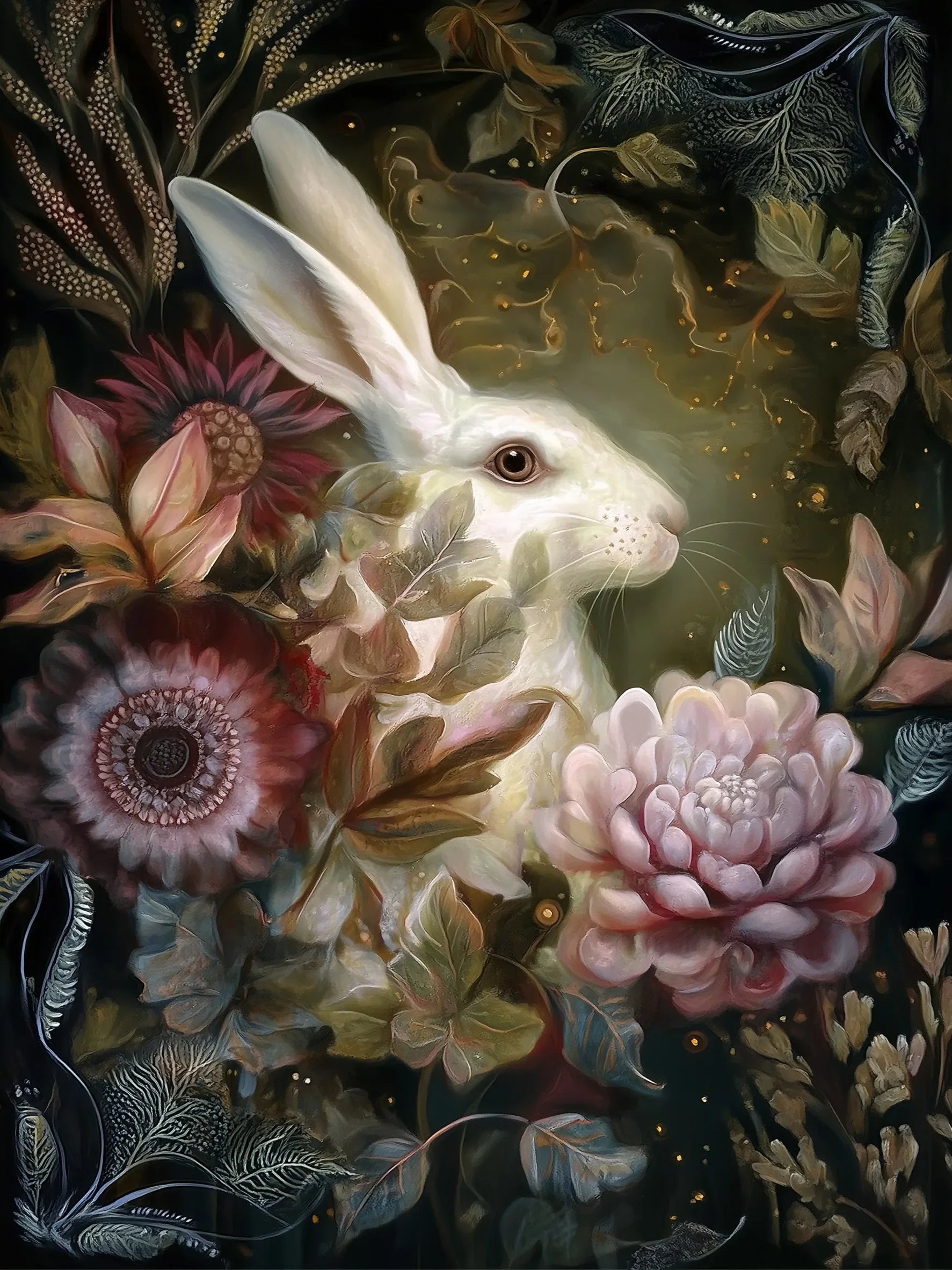 Flowers & Animals Print Unframed Canvas Art Poster Modern Wall Decor for Bedroom Living Room & Wonderful Gift Choice