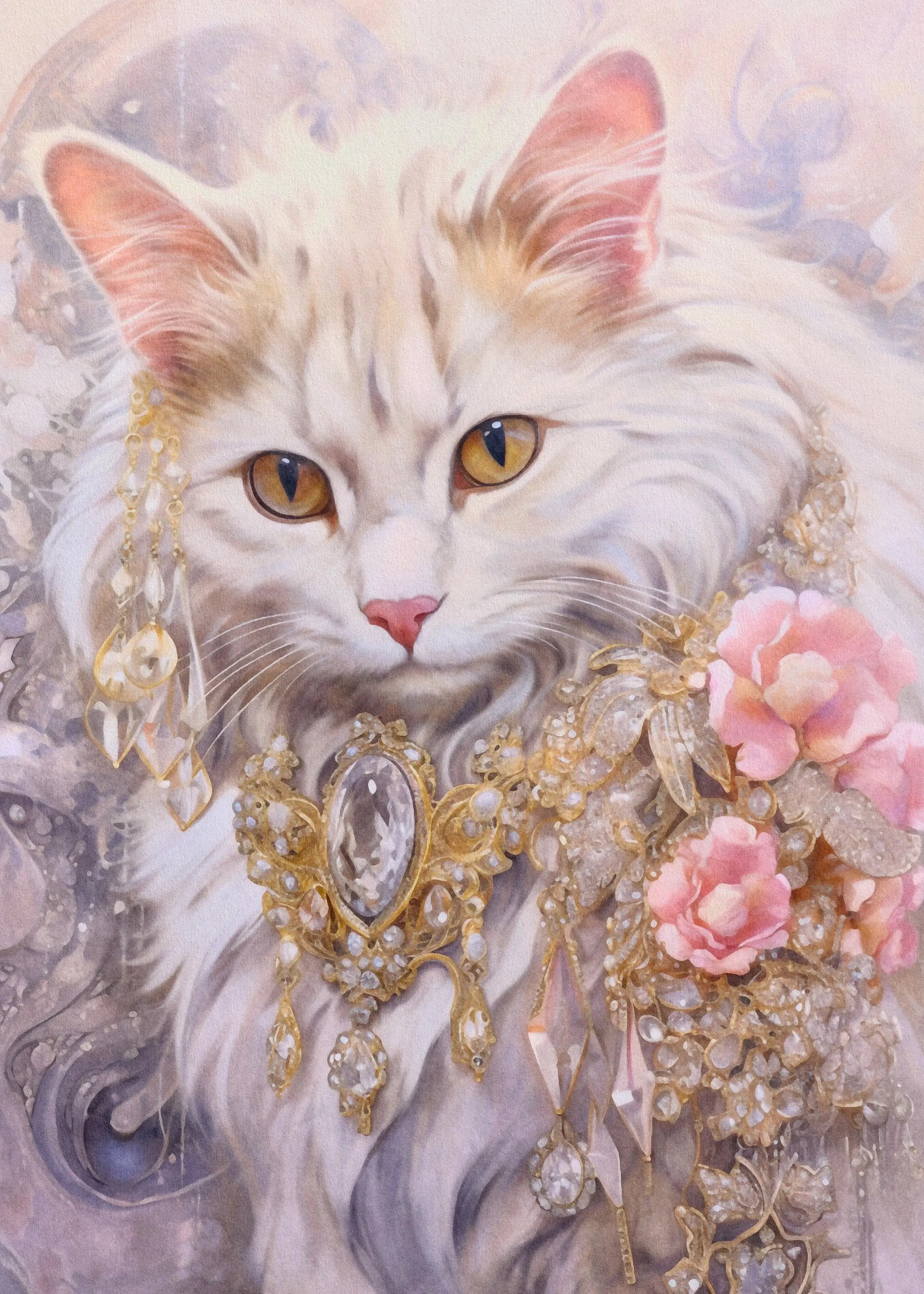 Bedroom Living Room Home Decor Unframed Canvas Cats and Crystals Wall Art Poster Print Special Gift