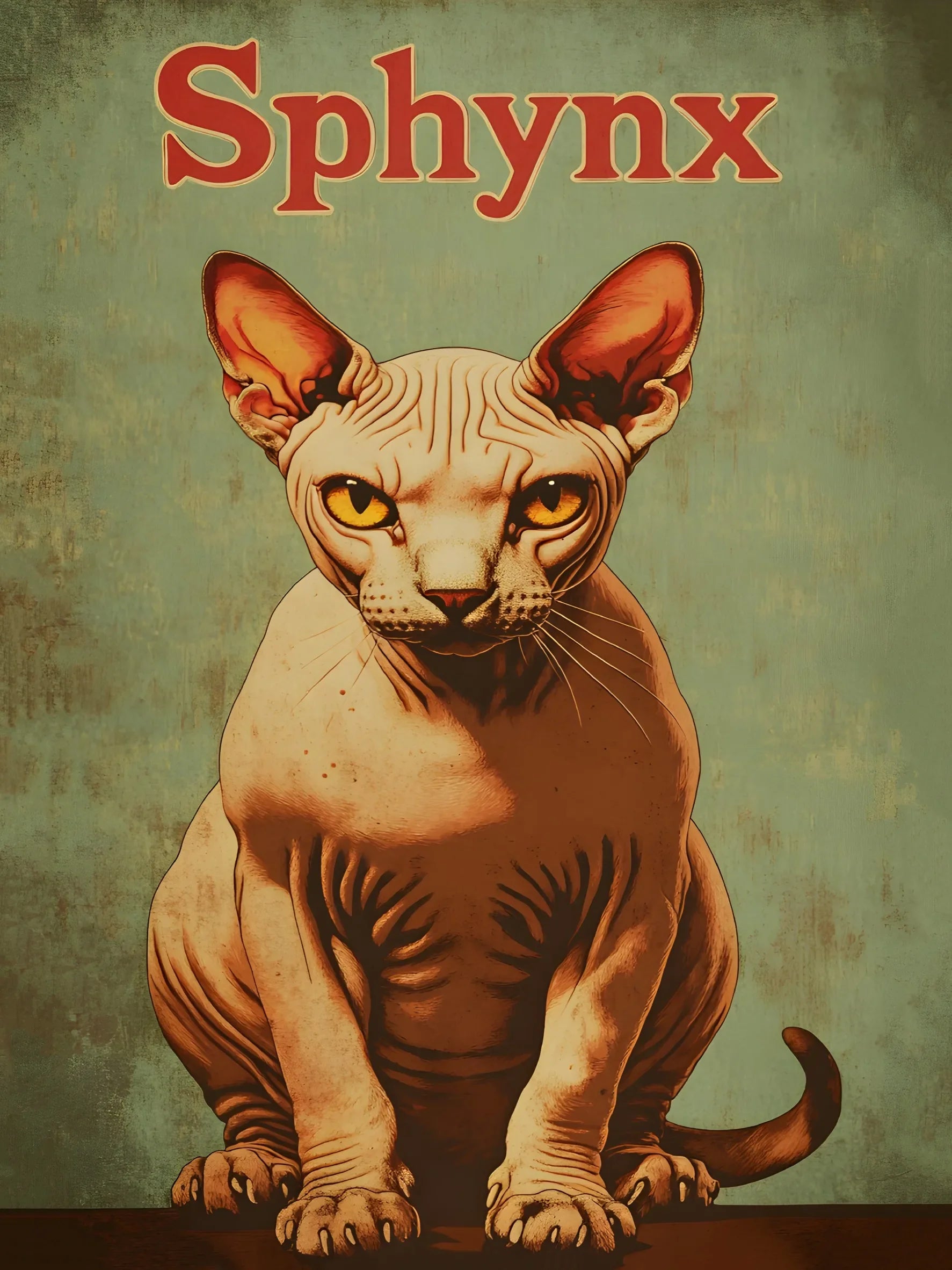 Vintage Types of Cats Style Unframed Canvas Print Wall Art Poster Home Decor for Living Room Bedroom & Fine Gift
