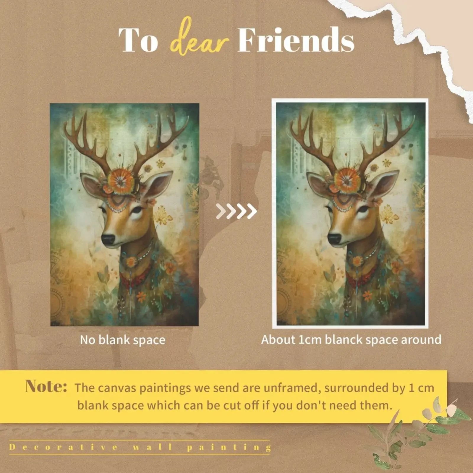 Unframed Canvas Home Decor Wall Art Bohemian Animals Print Poster For Living Room Bedroom Decoration