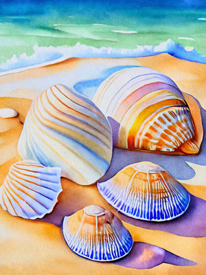 Seashell & Beach Unframed Canvas Art Print Wall Poster Home Decor for Living Room Bedroom & Fine Present