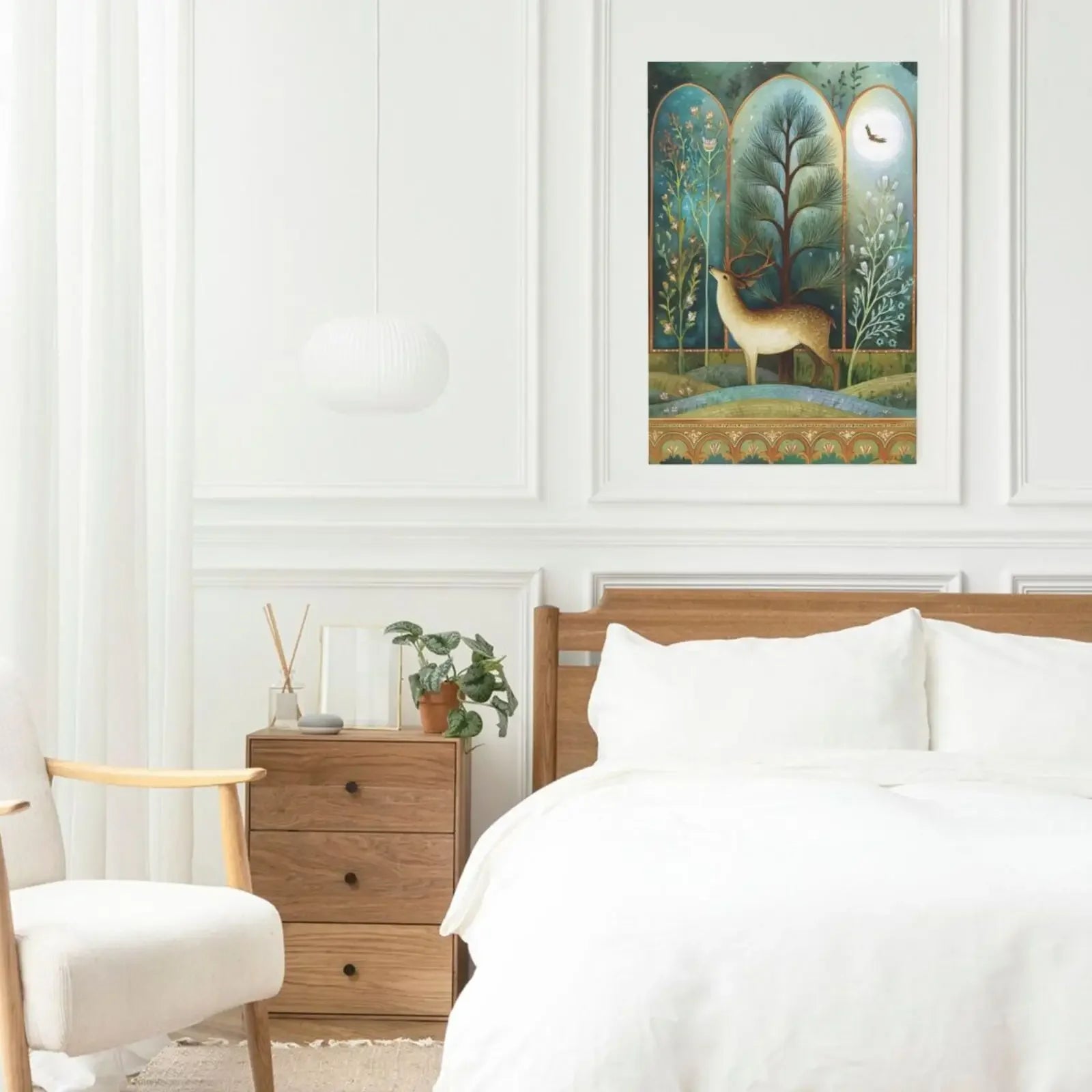 Home Decor Unframed Canvas Print Retro Divided Woodland Scenes Wall Art Poster For Living Room Bedroom Decoration Gift