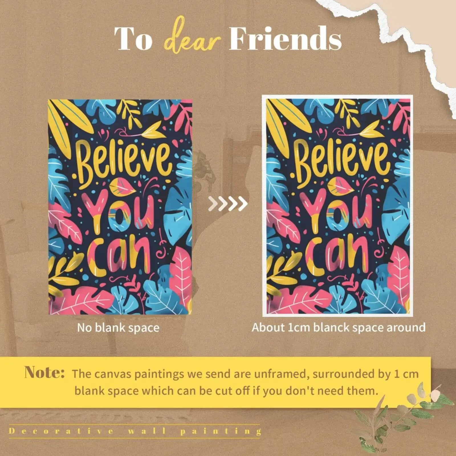 Motivational Short Quotes Unframed Canvas Wall Art Poster Home Decor for Living Room Bedroom & Fine Gift Option